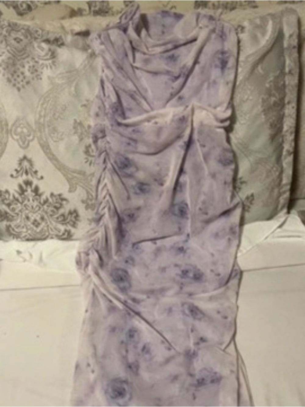 SHEIN Lavender Floral Ruched Maxi Dress